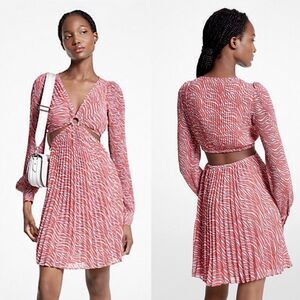 NWT MICHAEL MICHAEL KORS Zebra Print Georgette Cutout Dress Size Large